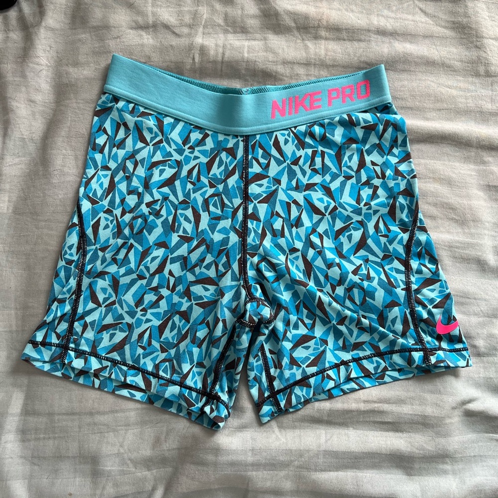Kids Nike Pro Turquoise and Pink Spandex Shorts